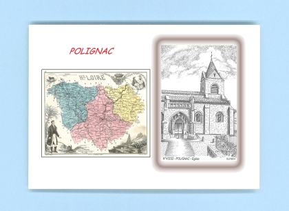 Cartes Postales impression Noir avec dpartement sur la ville de POLIGNAC Titre : eglise