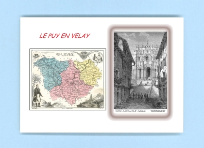 Cartes Postales impression Noir avec dpartement sur la ville de LE PUY EN VELAY Titre : cathedrale