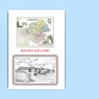 Cartes Postales impression Noir avec dpartement sur la ville de MAUVES SUR LOIRE Titre : pont
