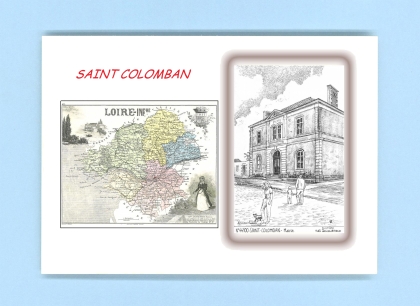 Cartes Postales impression Noir avec dpartement sur la ville de ST COLOMBAN Titre : mairie
