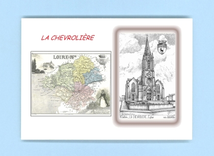 Cartes Postales impression Noir avec dpartement sur la ville de LA CHEVROLIERE Titre : eglise