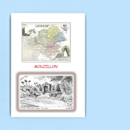 Cartes Postales impression Noir avec dpartement sur la ville de MOUZILLON Titre : fontaine st julien