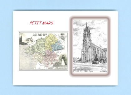 Cartes Postales impression Noir avec dpartement sur la ville de PETIT MARS Titre : eglise