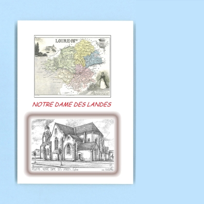 Cartes Postales impression Noir avec dpartement sur la ville de NOTRE DAME DES LANDES Titre : eglise