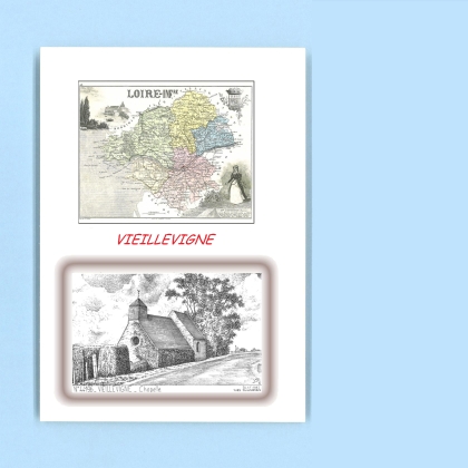 Cartes Postales impression Noir avec dpartement sur la ville de VIEILLEVIGNE Titre : chapelle