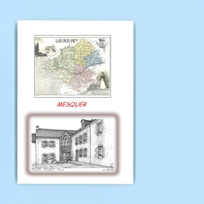 Cartes Postales impression Noir avec dpartement sur la ville de MESQUER Titre : mairie