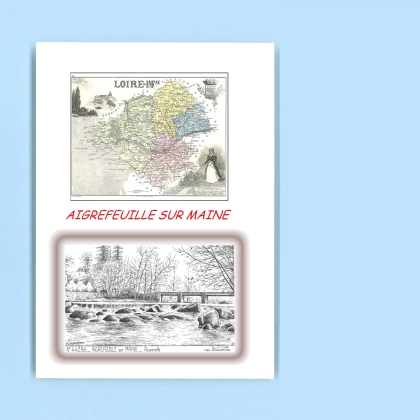 Cartes Postales impression Noir avec dpartement sur la ville de AIGREFEUILLE SUR MAINE Titre : passerelle