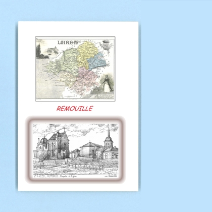 Cartes Postales impression Noir avec dpartement sur la ville de REMOUILLE Titre : chapelle et eglise