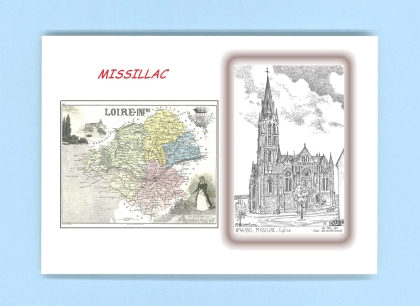 Cartes Postales impression Noir avec dpartement sur la ville de MISSILLAC Titre : eglise