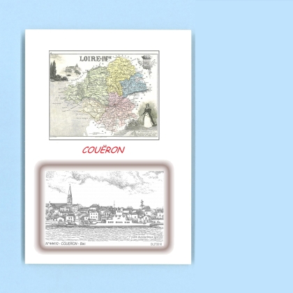 Cartes Postales impression Noir avec dpartement sur la ville de COUERON Titre : bac