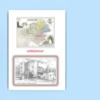 Cartes Postales impression Noir avec dpartement sur la ville de HERBIGNAC Titre : chateau de ranrouet