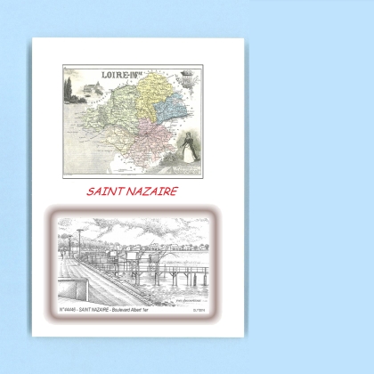 Cartes Postales impression Noir avec dpartement sur la ville de ST NAZAIRE Titre : boulevard albert 1er