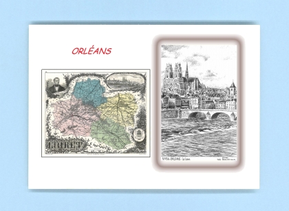 Cartes Postales impression Noir avec dpartement sur la ville de ORLEANS Titre : la loire