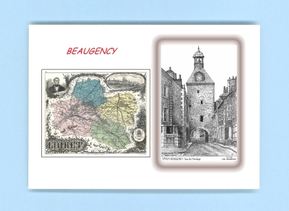 Cartes Postales impression Noir avec dpartement sur la ville de BEAUGENCY Titre : tour de l horloge