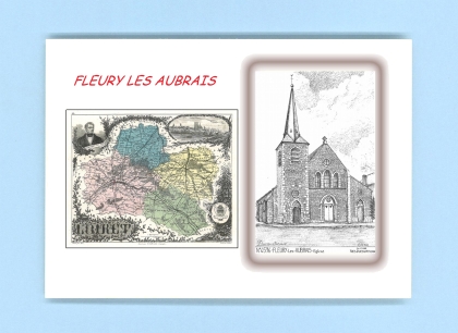 Cartes Postales impression Noir avec dpartement sur la ville de FLEURY LES AUBRAIS Titre : eglise