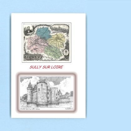 Cartes Postales impression Noir avec dpartement sur la ville de SULLY SUR LOIRE Titre : chateau