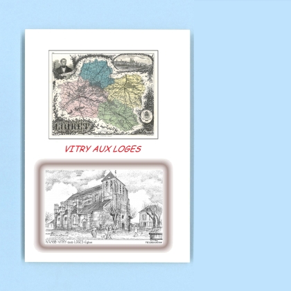 Cartes Postales impression Noir avec dpartement sur la ville de VITRY AUX LOGES Titre : eglise