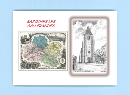 Cartes Postales impression Noir avec dpartement sur la ville de BAZOCHES LES GALLERANDES Titre : eglise