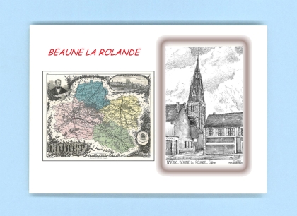 Cartes Postales impression Noir avec dpartement sur la ville de BEAUNE LA ROLANDE Titre : eglise
