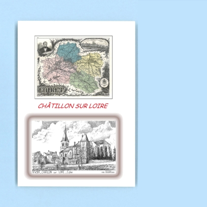 Cartes Postales impression Noir avec dpartement sur la ville de CHATILLON SUR LOIRE Titre : eglise