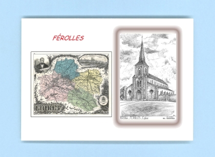 Cartes Postales impression Noir avec dpartement sur la ville de FEROLLES Titre : eglise
