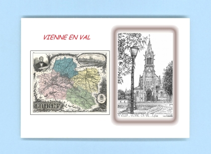 Cartes Postales impression Noir avec dpartement sur la ville de VIENNE EN VAL Titre : eglise