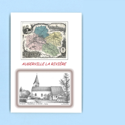 Cartes Postales impression Noir avec dpartement sur la ville de AUGERVILLE LA RIVIERE Titre : eglise