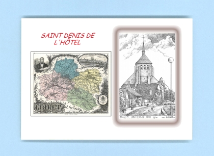 Cartes Postales impression Noir avec dpartement sur la ville de ST DENIS DE L HOTEL Titre : eglise