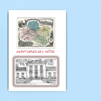 Cartes Postales impression Noir avec dpartement sur la ville de ST DENIS DE L HOTEL Titre : mairie