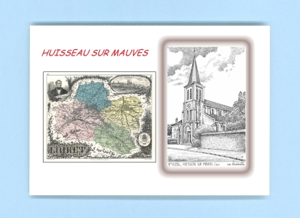 Cartes Postales impression Noir avec dpartement sur la ville de HUISSEAU SUR MAUVES Titre : eglise