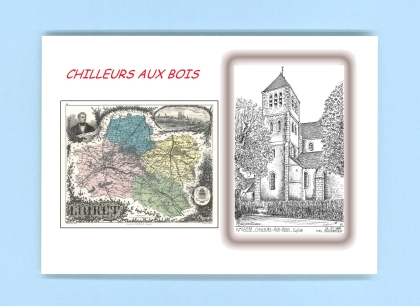 Cartes Postales impression Noir avec dpartement sur la ville de CHILLEURS AUX BOIS Titre : eglise