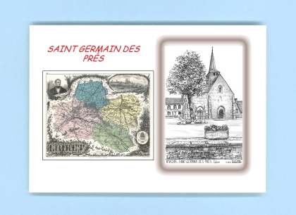 Cartes Postales impression Noir avec dpartement sur la ville de ST GERMAIN DES PRES Titre : eglise