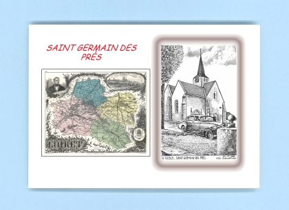 Cartes Postales impression Noir avec dpartement sur la ville de ST GERMAIN DES PRES Titre : eglise