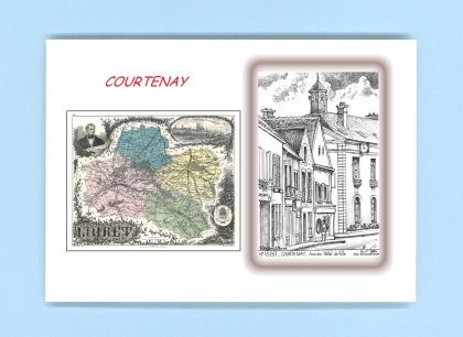 Cartes Postales impression Noir avec dpartement sur la ville de COURTENAY Titre : ancien hotel de ville