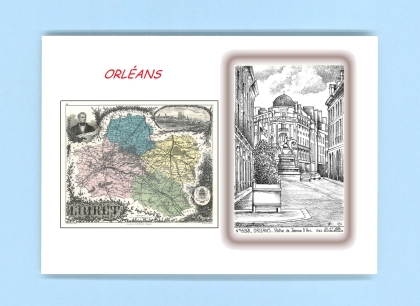 Cartes Postales impression Noir avec dpartement sur la ville de ORLEANS Titre : statue de jeanne d arc