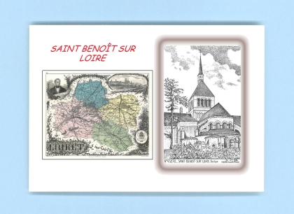 Cartes Postales impression Noir avec dpartement sur la ville de ST BENOIT SUR LOIRE Titre : basilique
