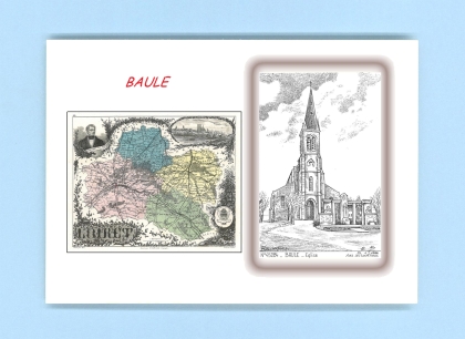 Cartes Postales impression Noir avec dpartement sur la ville de BAULE Titre : eglise