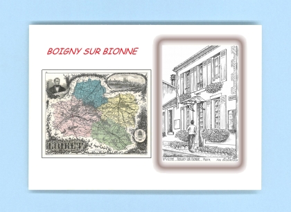 Cartes Postales impression Noir avec dpartement sur la ville de BOIGNY SUR BIONNE Titre : mairie