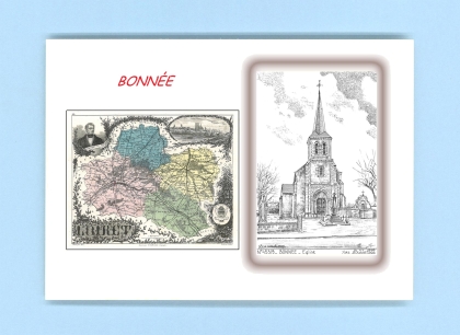 Cartes Postales impression Noir avec dpartement sur la ville de BONNEE Titre : eglise