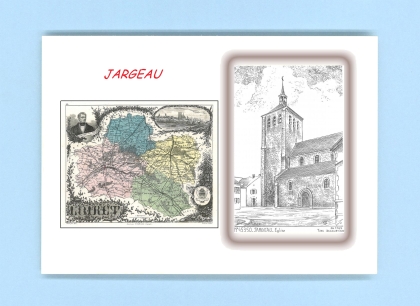 Cartes Postales impression Noir avec dpartement sur la ville de JARGEAU Titre : eglise
