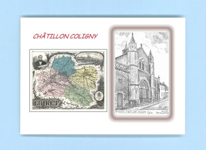 Cartes Postales impression Noir avec dpartement sur la ville de CHATILLON COLIGNY Titre : eglise