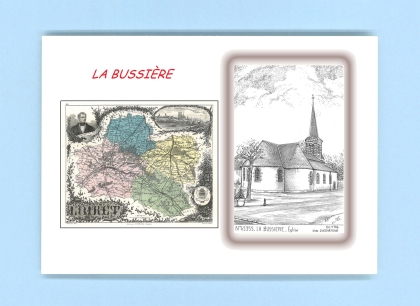 Cartes Postales impression Noir avec dpartement sur la ville de LA BUSSIERE Titre : eglise