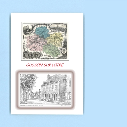 Cartes Postales impression Noir avec dpartement sur la ville de OUSSON SUR LOIRE Titre : mairie