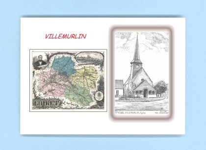 Cartes Postales impression Noir avec dpartement sur la ville de VILLEMURLIN Titre : eglise