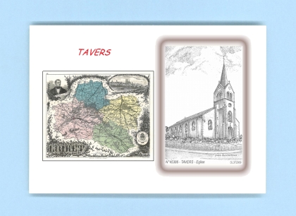 Cartes Postales impression Noir avec dpartement sur la ville de TAVERS Titre : eglise