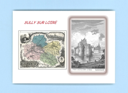 Cartes Postales impression Noir avec dpartement sur la ville de SULLY SUR LOIRE Titre : le chateau