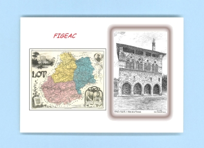Cartes Postales impression Noir avec dpartement sur la ville de FIGEAC Titre : l hotel de la monnaie