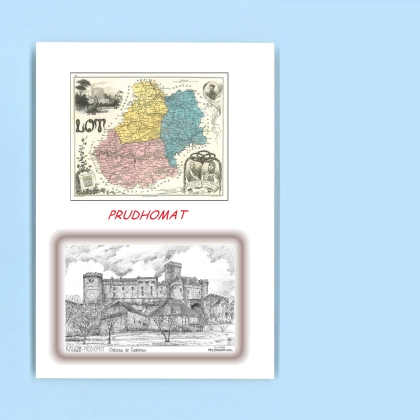 Cartes Postales impression Noir avec dpartement sur la ville de PRUDHOMAT Titre : chateau de castelnau