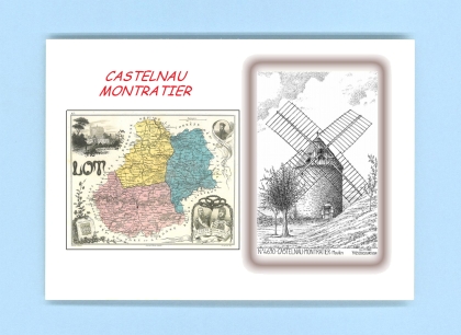 Cartes Postales impression Noir avec dpartement sur la ville de CASTELNAU MONTRATIER Titre : moulin