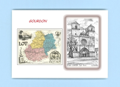 Cartes Postales impression Noir avec dpartement sur la ville de GOURDON Titre : st pierre